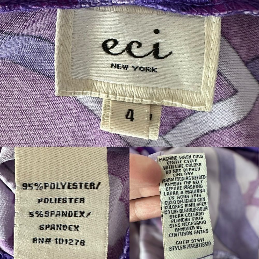 ECI New York Cowl Neck Retro Print Dress Size 4 S - Picture 12 of 13
